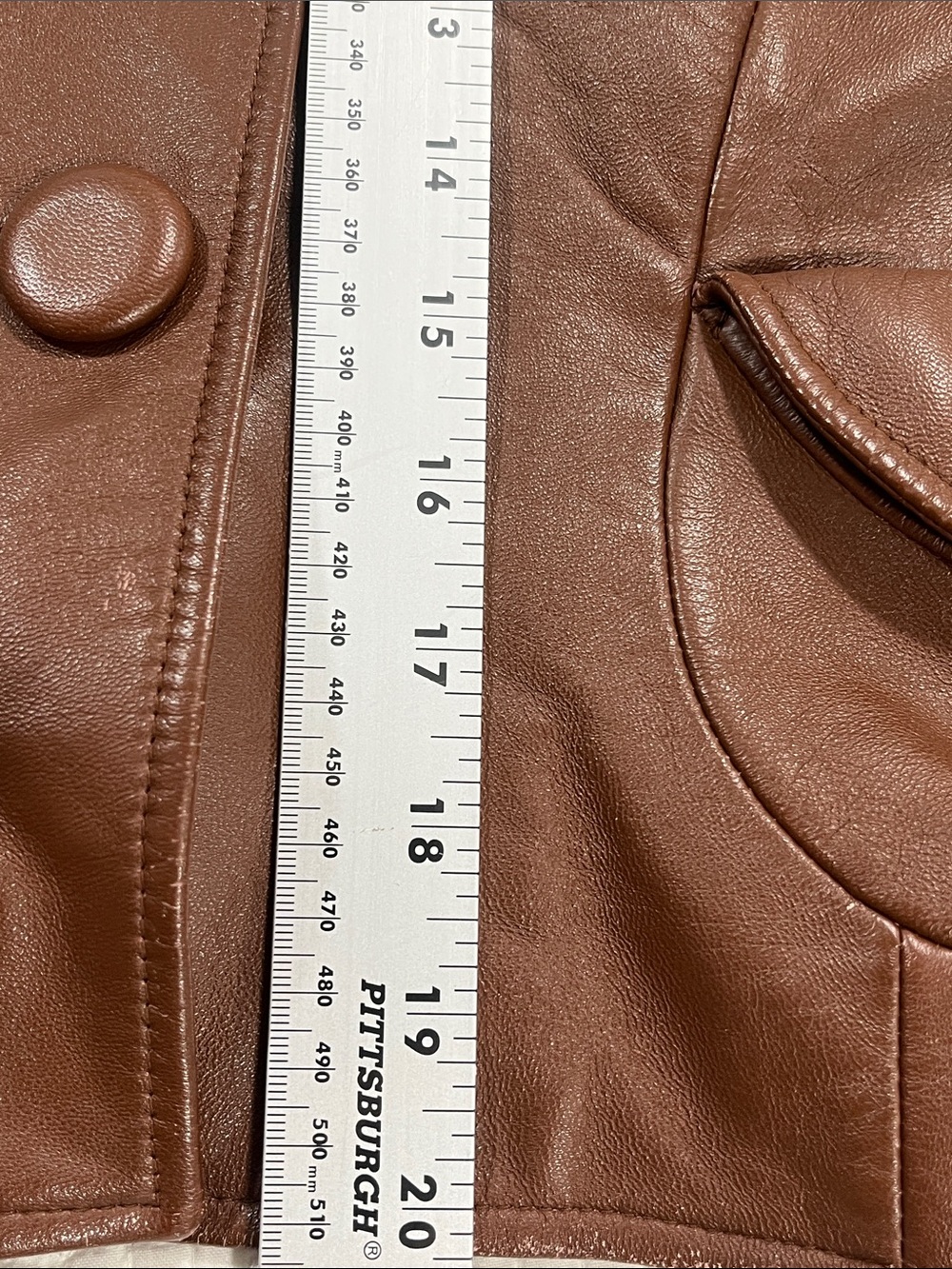 bagatelle Brown Leather Button-Front Jacket 12 - Picture 9 of 11